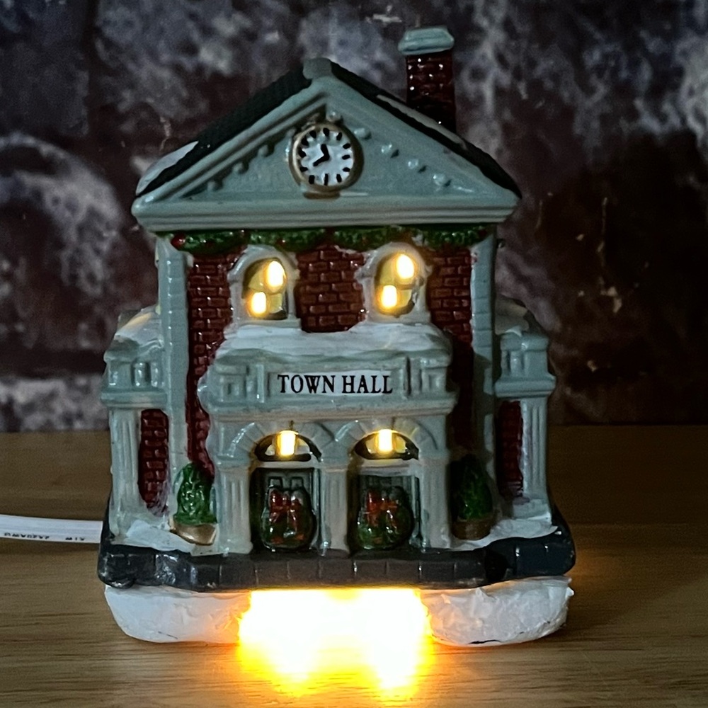 Christmas Village Town Hall Replacement Ceramic Holiday Decor House - Picture 5 of 9
